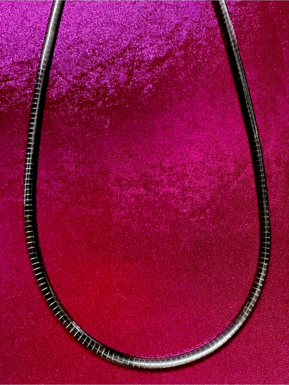 🔥Vintage Sterling Silver Omega Chain Lobster Clasp 18" Necklace - Picture 7 of 11